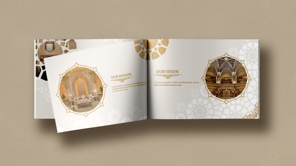 Custom corporate brochure showcasing heritage-driven craftsmanship for Tarrab antique designs