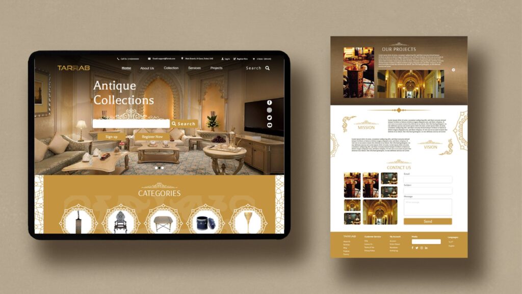 SEO-friendly e-commerce website development for luxury antique furniture retailer Tarrab