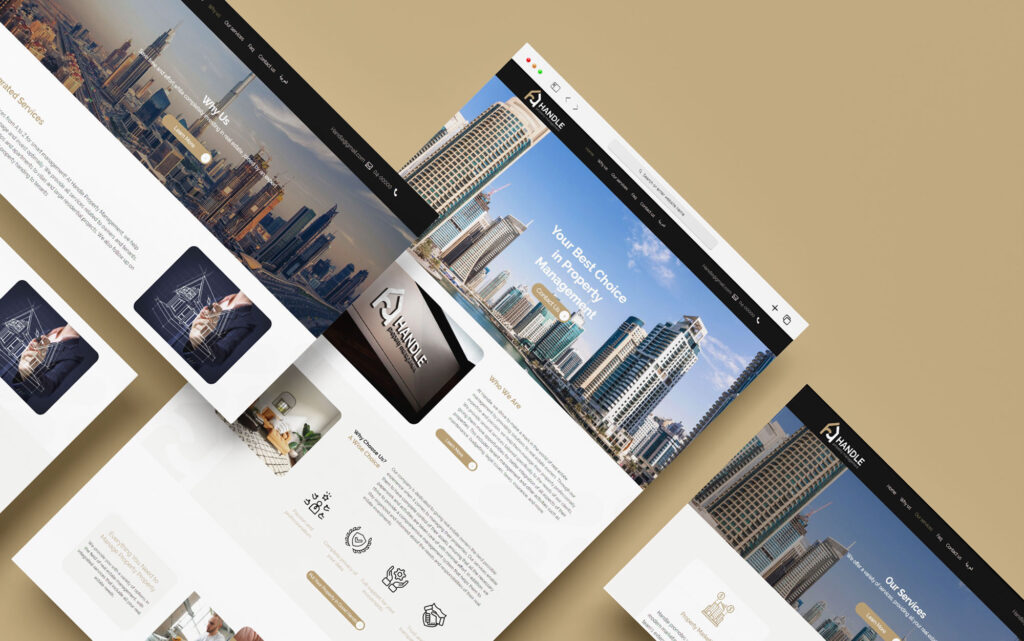 Custom UI UX web design for Dubai property management corporation showcasing client services