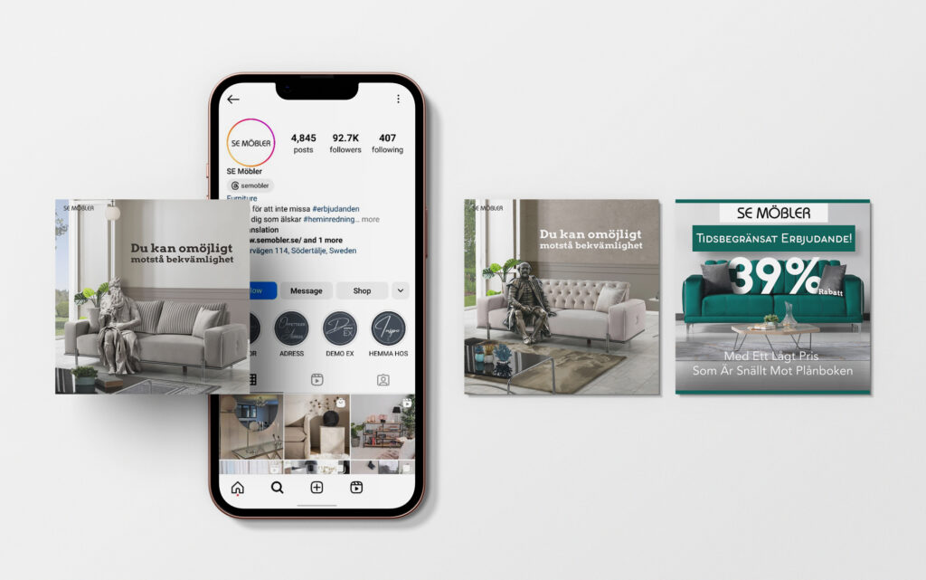 Instagram Shop integration and social media management for furniture e-commerce sales
